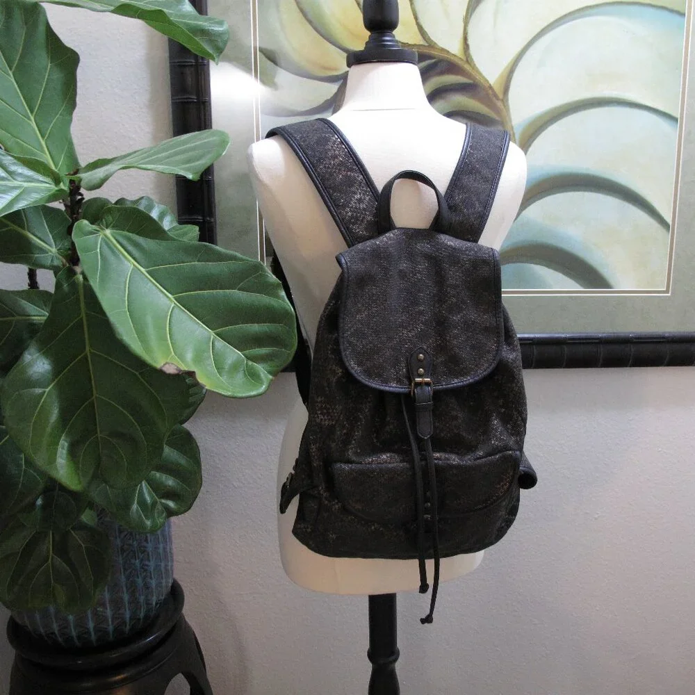 MOSSIMO Black Canvas Printed Backpack